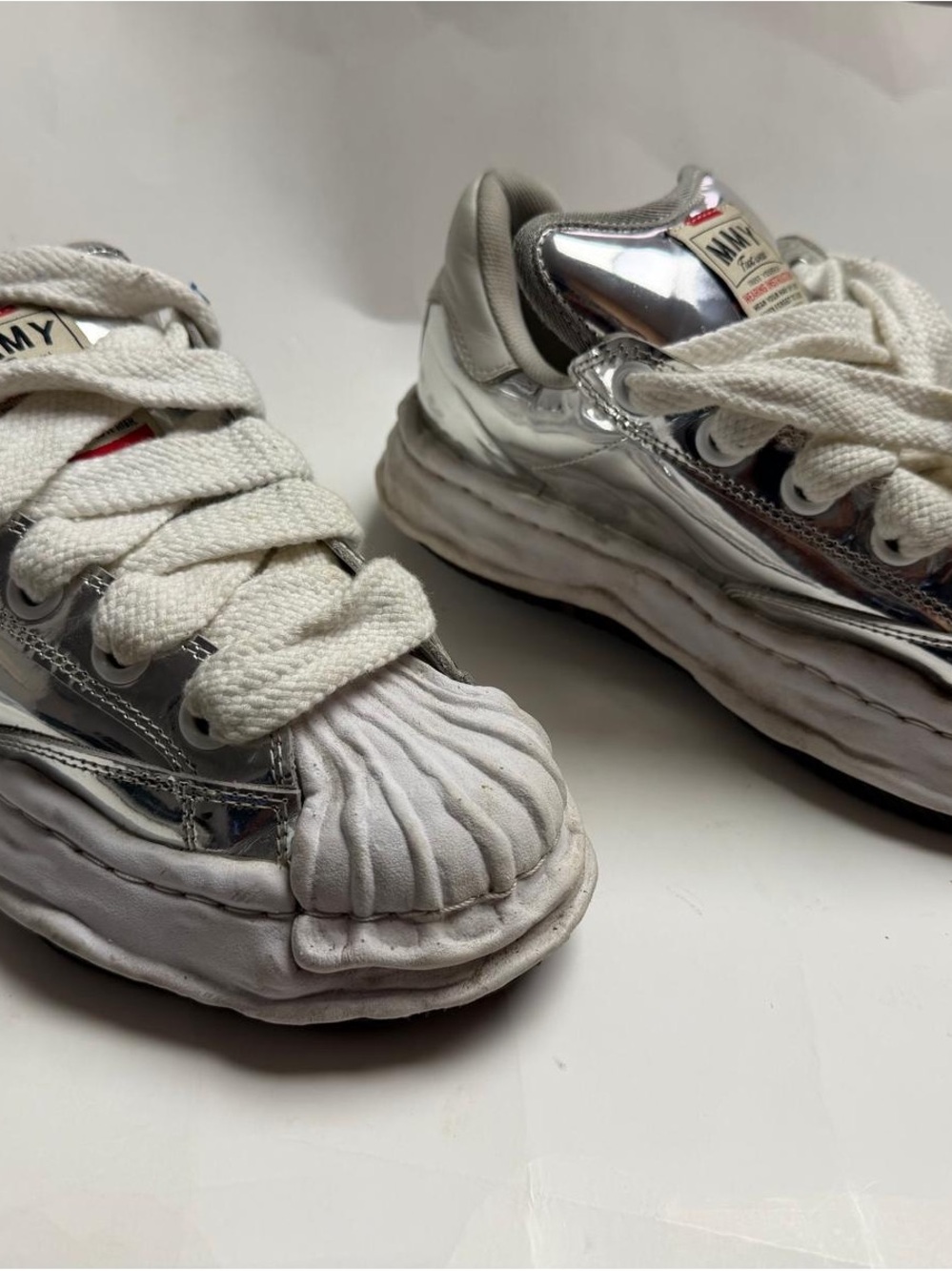 Miharayasuhiro White & Silver Platform Sneakers